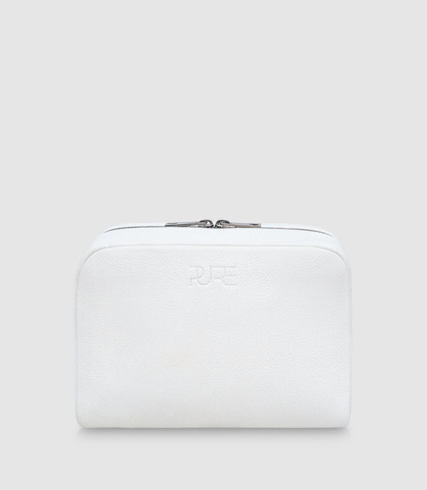 Kosmetiktasche Leder MIRA Ivory White