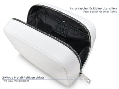 Kosmetiktasche Leder MIRA Ivory White