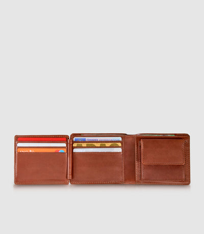 Geldbeutel Leder CASTOR Trifold Cognac