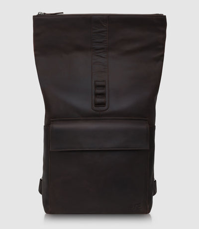 Rolltop Leder Rucksack POLIS Chocolate