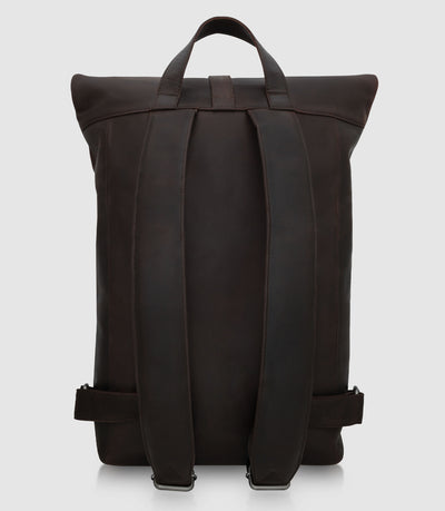 Rolltop Leder Rucksack POLIS Chocolate