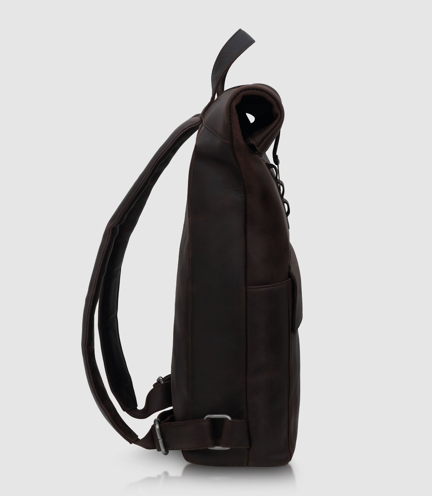 Rolltop Leder Rucksack POLIS Chocolate