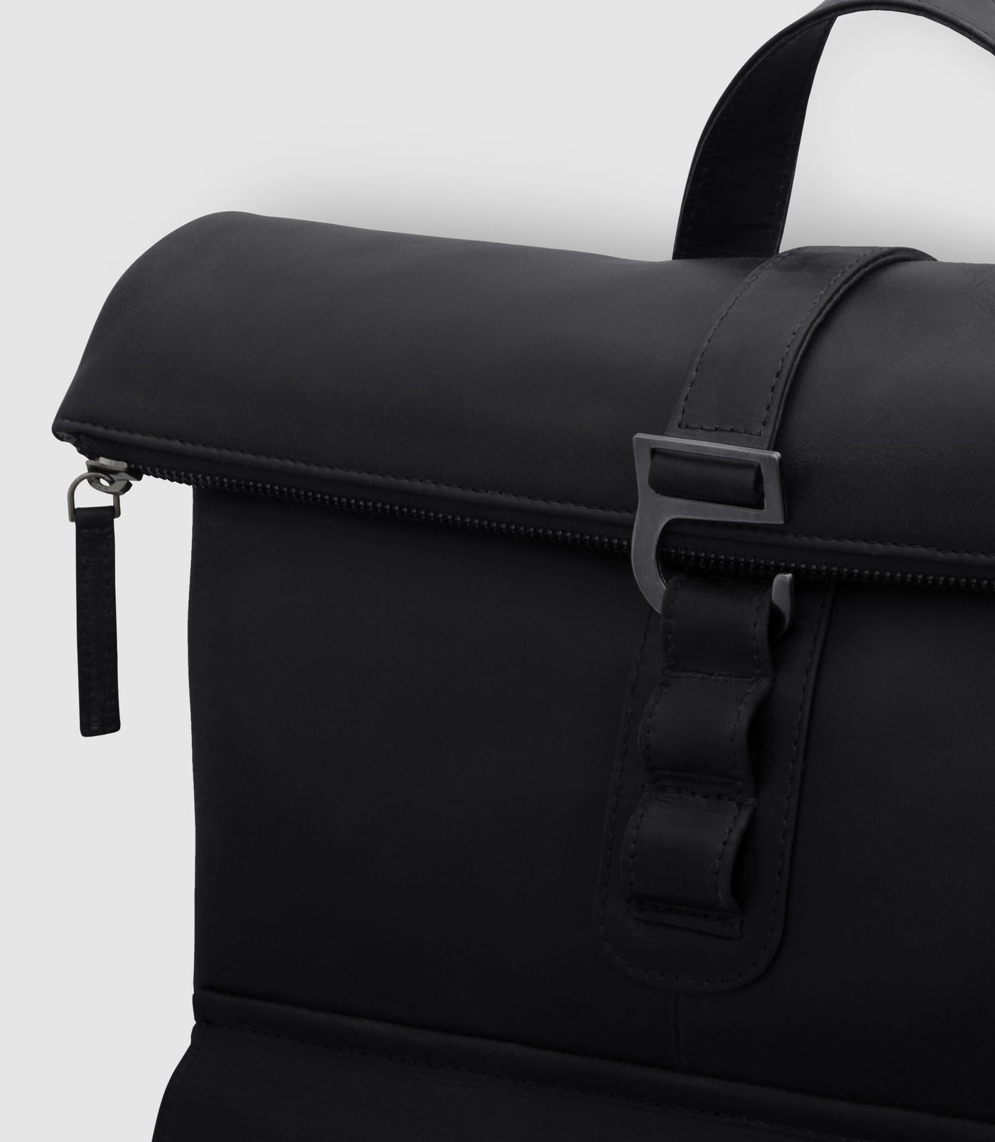 Rolltop Leder Rucksack POLIS Midnight Black