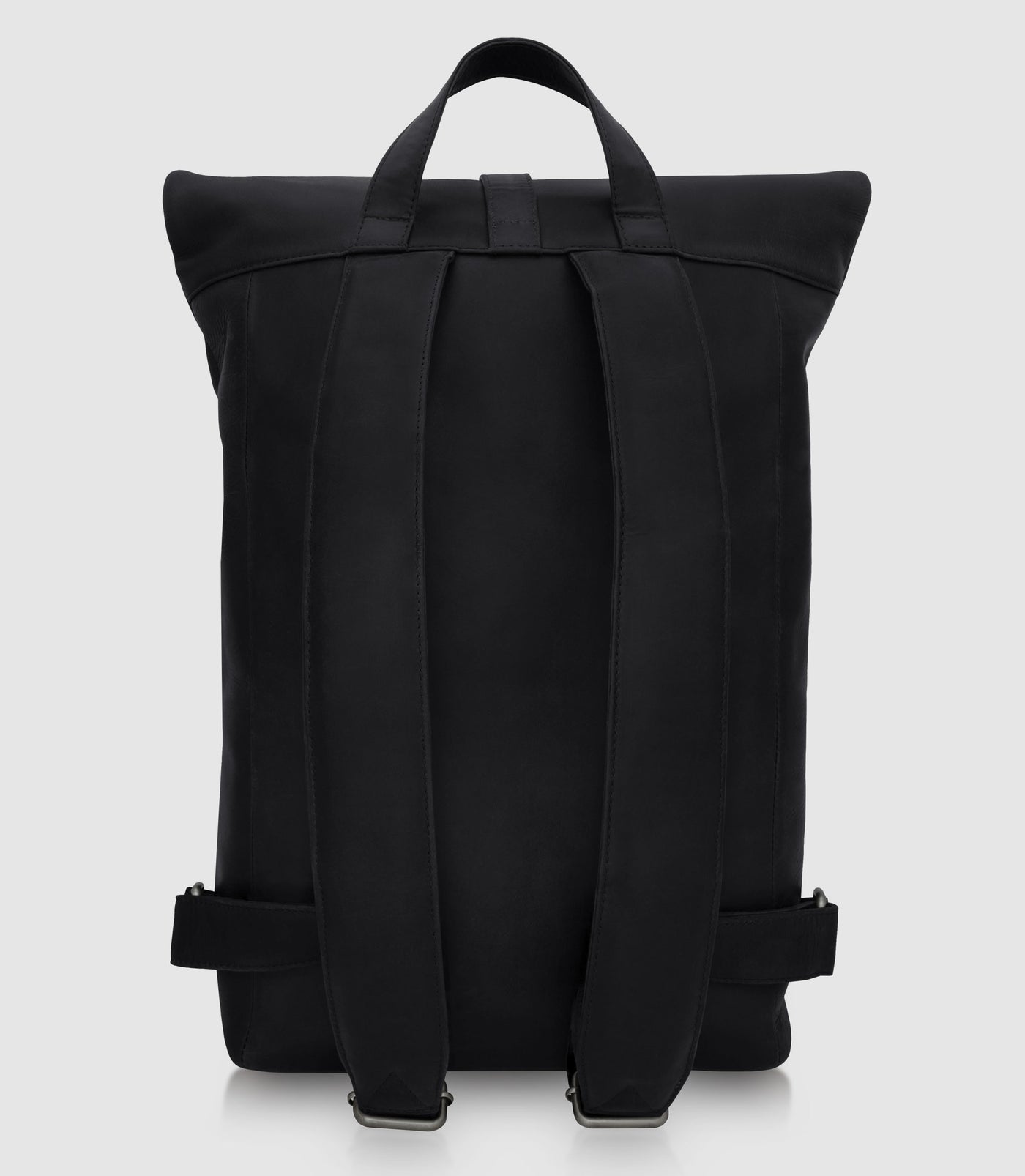 Rolltop Leder Rucksack POLIS Midnight Black