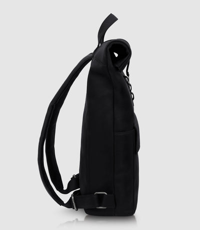 Rolltop Leder Rucksack POLIS Midnight Black